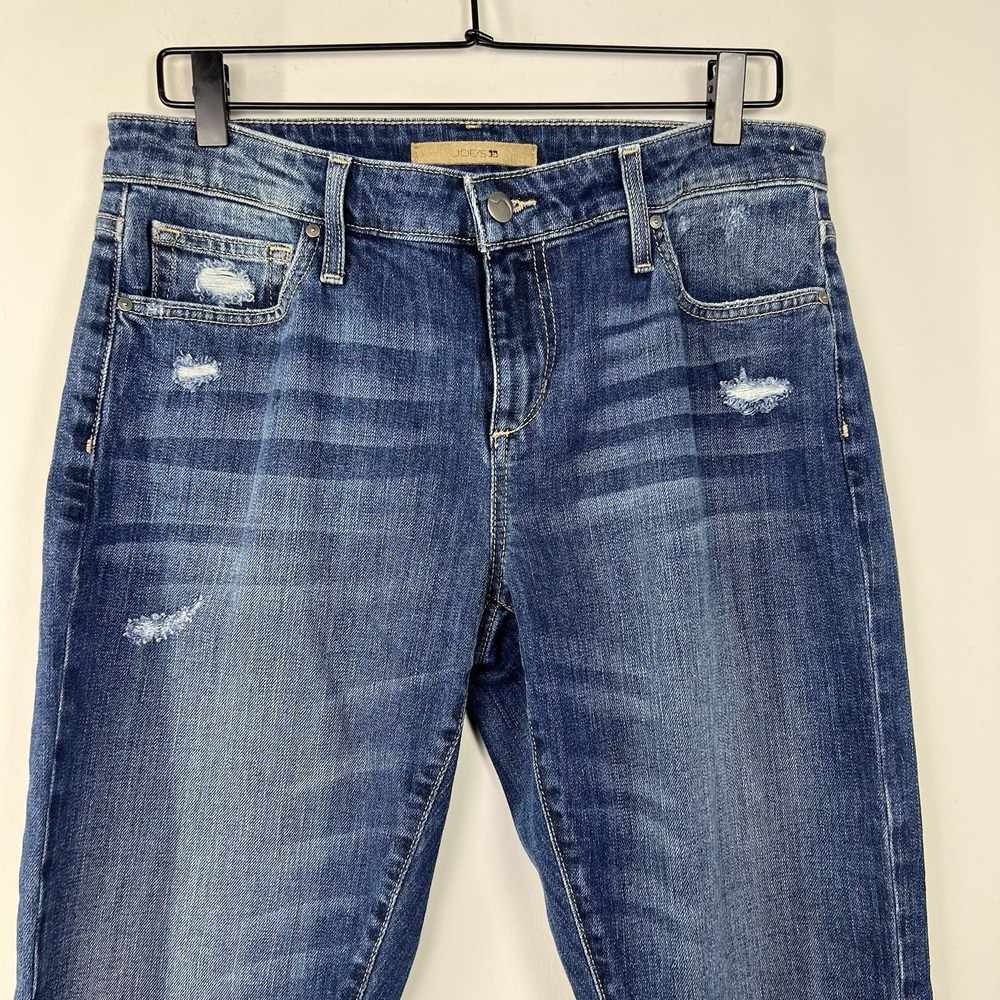Joe's Jeans Ex Lover Crop W29 Distressed‎ Raw Fringe Hem Cropped Denim Jeans